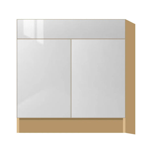 Contemporary sink base cabinet, Glossy White door, P-Box (Prestige)