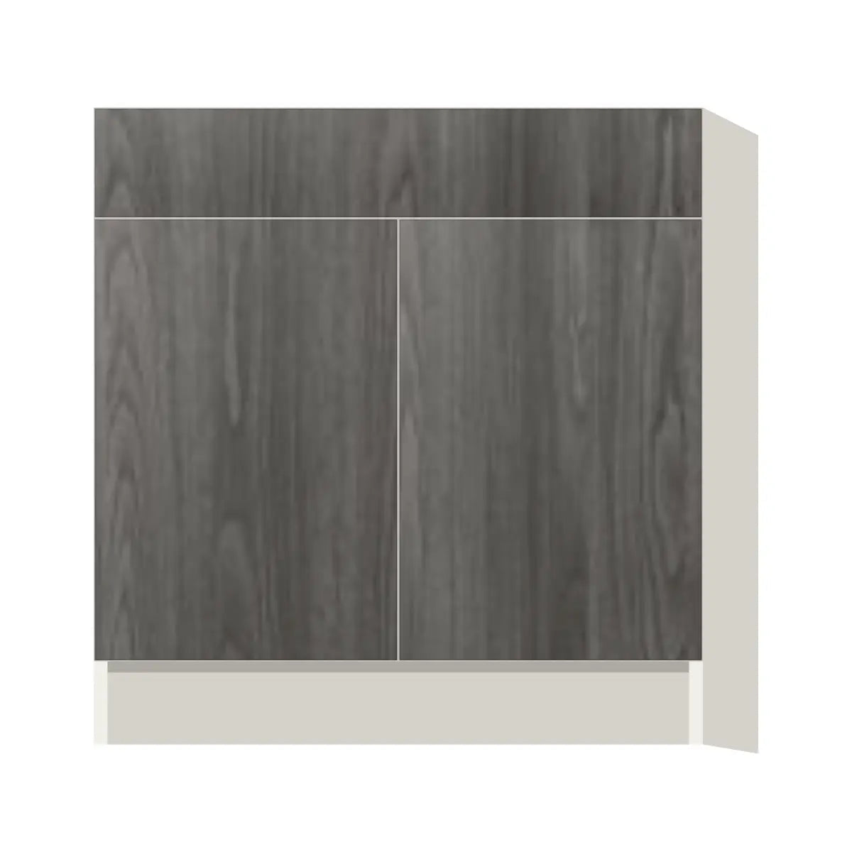 Contemporary sink base cabinet, Indian Light Walnut door, L-Box (Luxury)