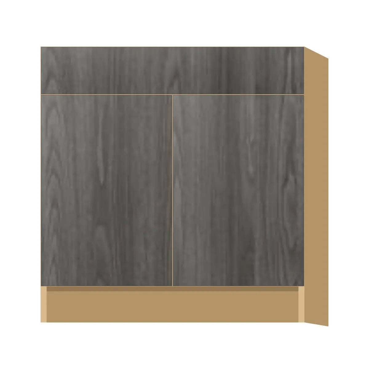 Contemporary sink base cabinet, Indian Light Walnut door, P-Box (Prestige)