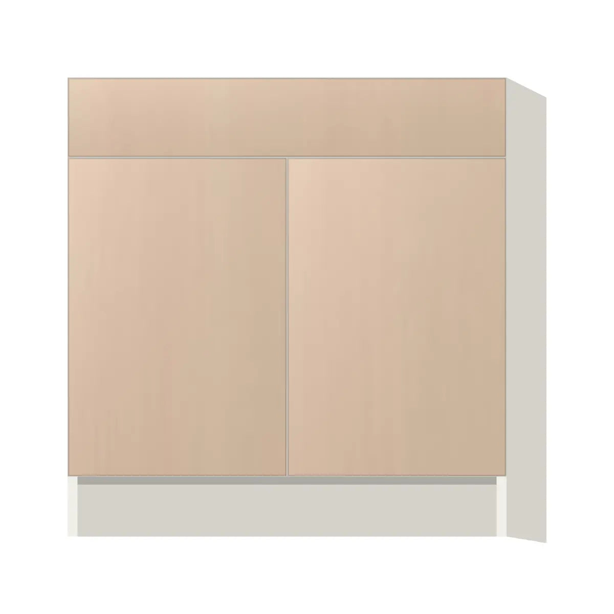 Contemporary sink base cabinet, Maine Oak door, L-Box (Luxury)