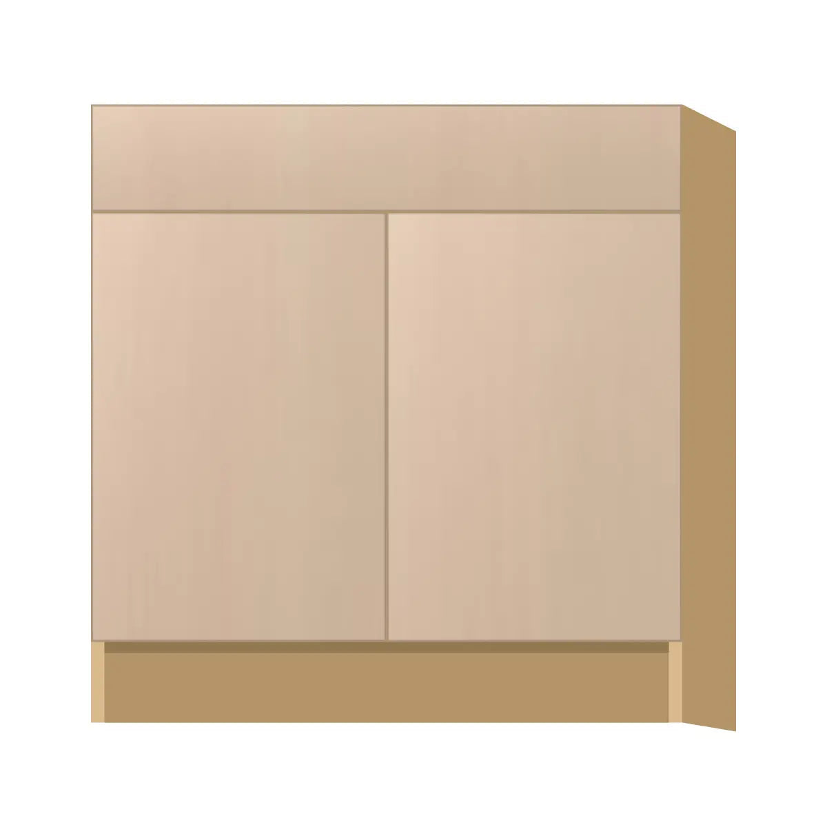 Contemporary sink base cabinet, Maine Oak door, P-Box (Prestige)