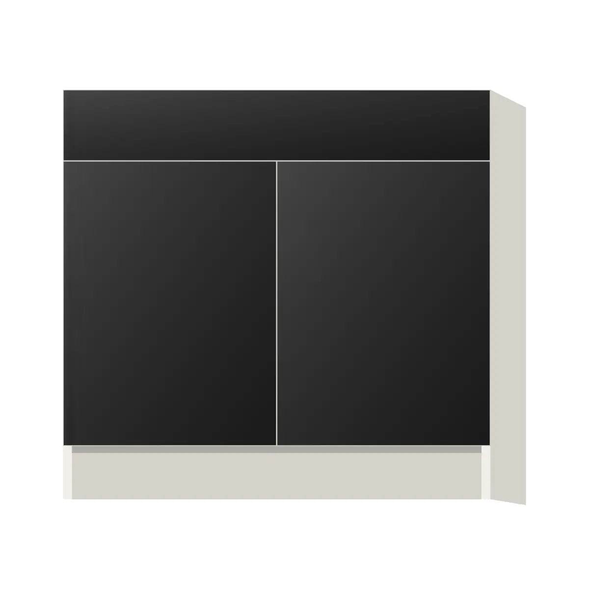 Contemporary sink base cabinet, Matte Black door, L-Box (Luxury)