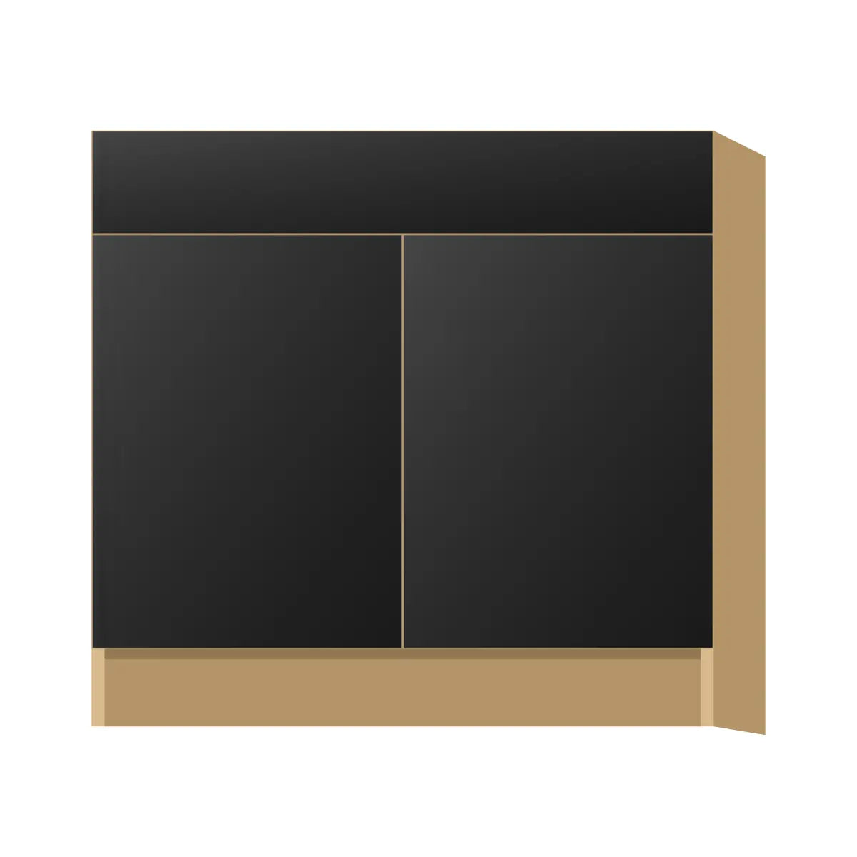 Contemporary sink base cabinet, Matte Black door, P-Box (Prestige)