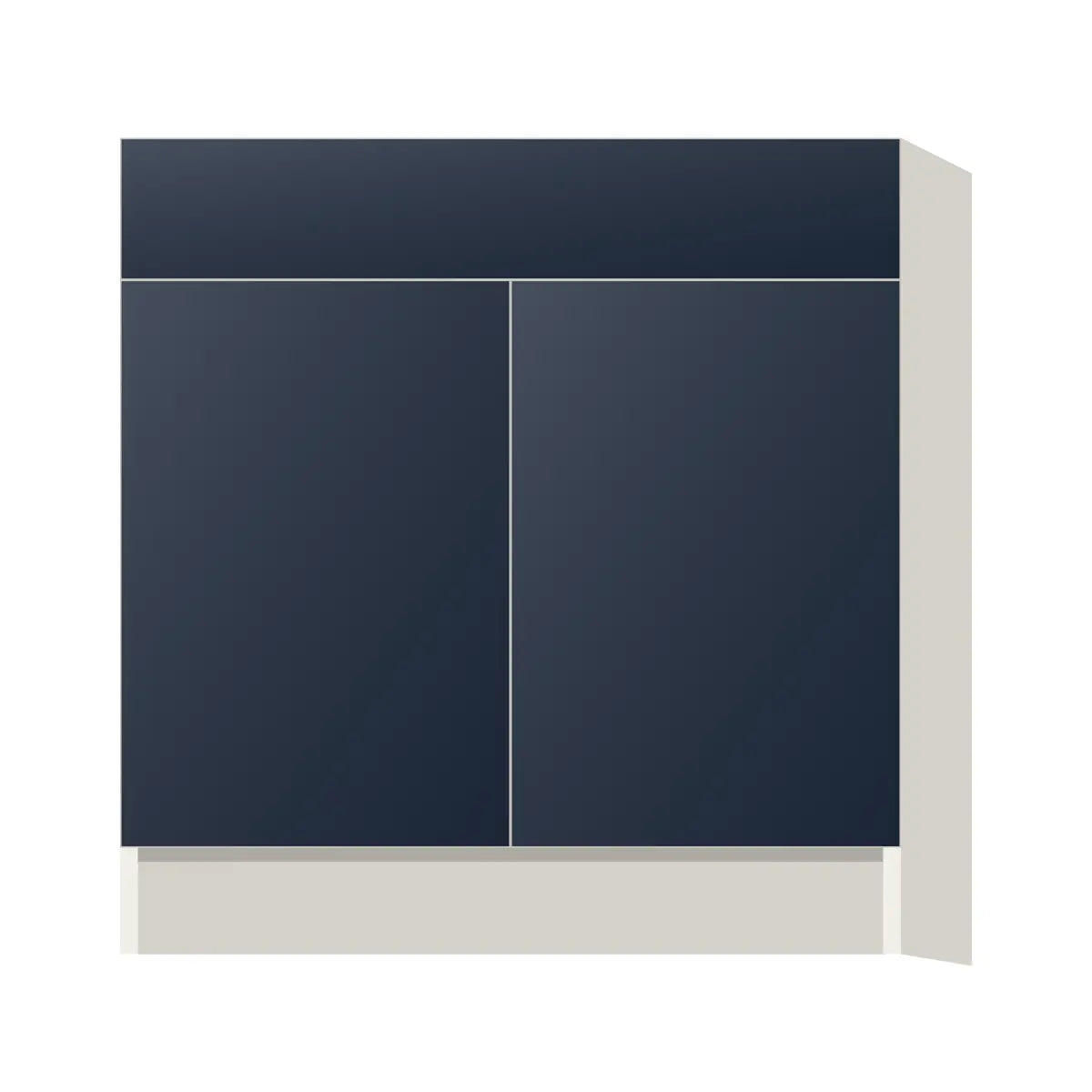 Contemporary sink base cabinet, Matte Blue door, L-Box (Luxury)
