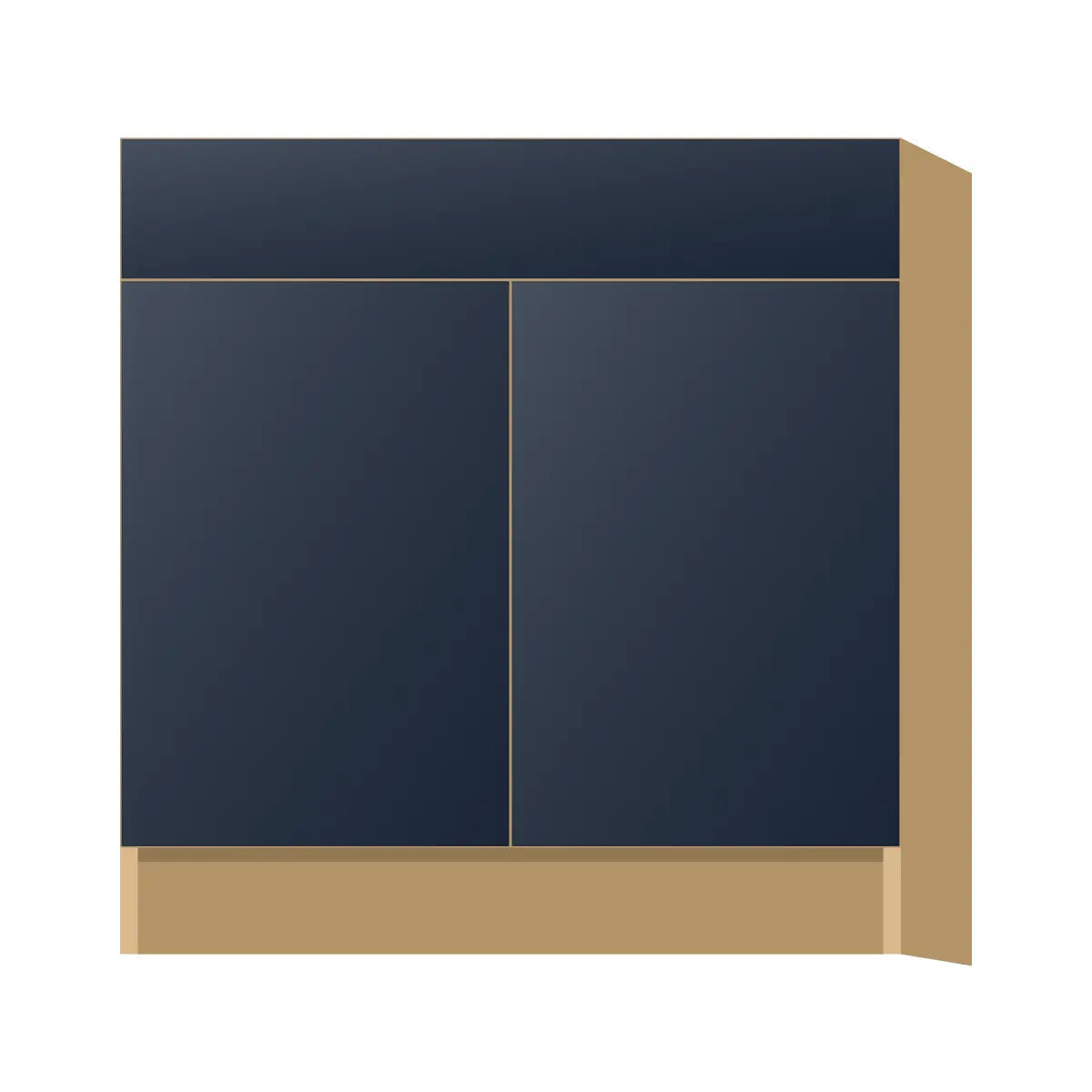 Contemporary sink base cabinet, Matte Blue door, P-Box (Prestige)