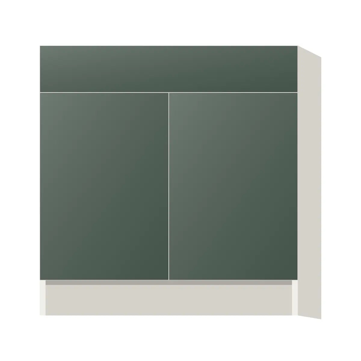 Contemporary sink base cabinet, Matte Olive Green door, L-Box (Luxury)