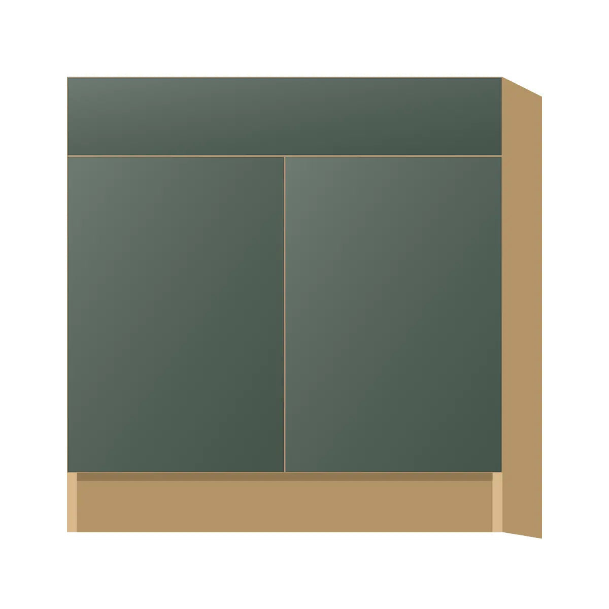 Contemporary sink base cabinet, Matte Olive Green door, P-Box (Prestige)