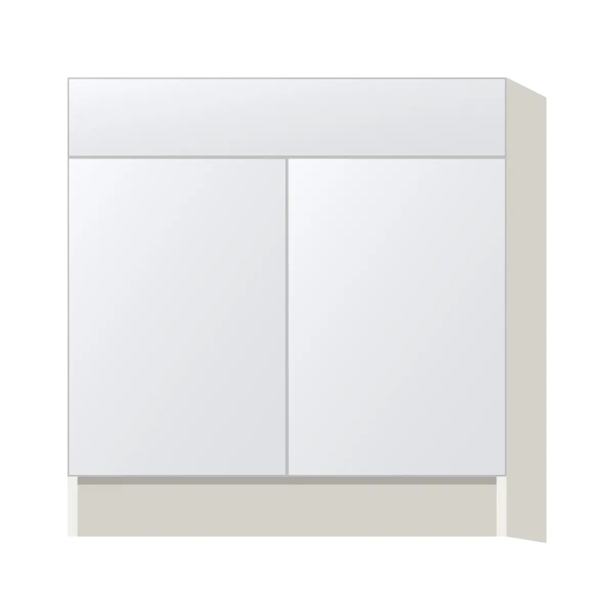 Contemporary sink base cabinet, Matte White door, L-Box (Luxury)