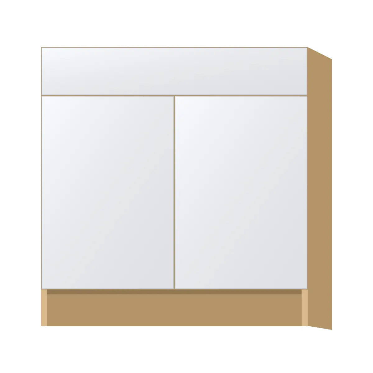 Contemporary sink base cabinet, Matte White door, P-Box (Prestige)