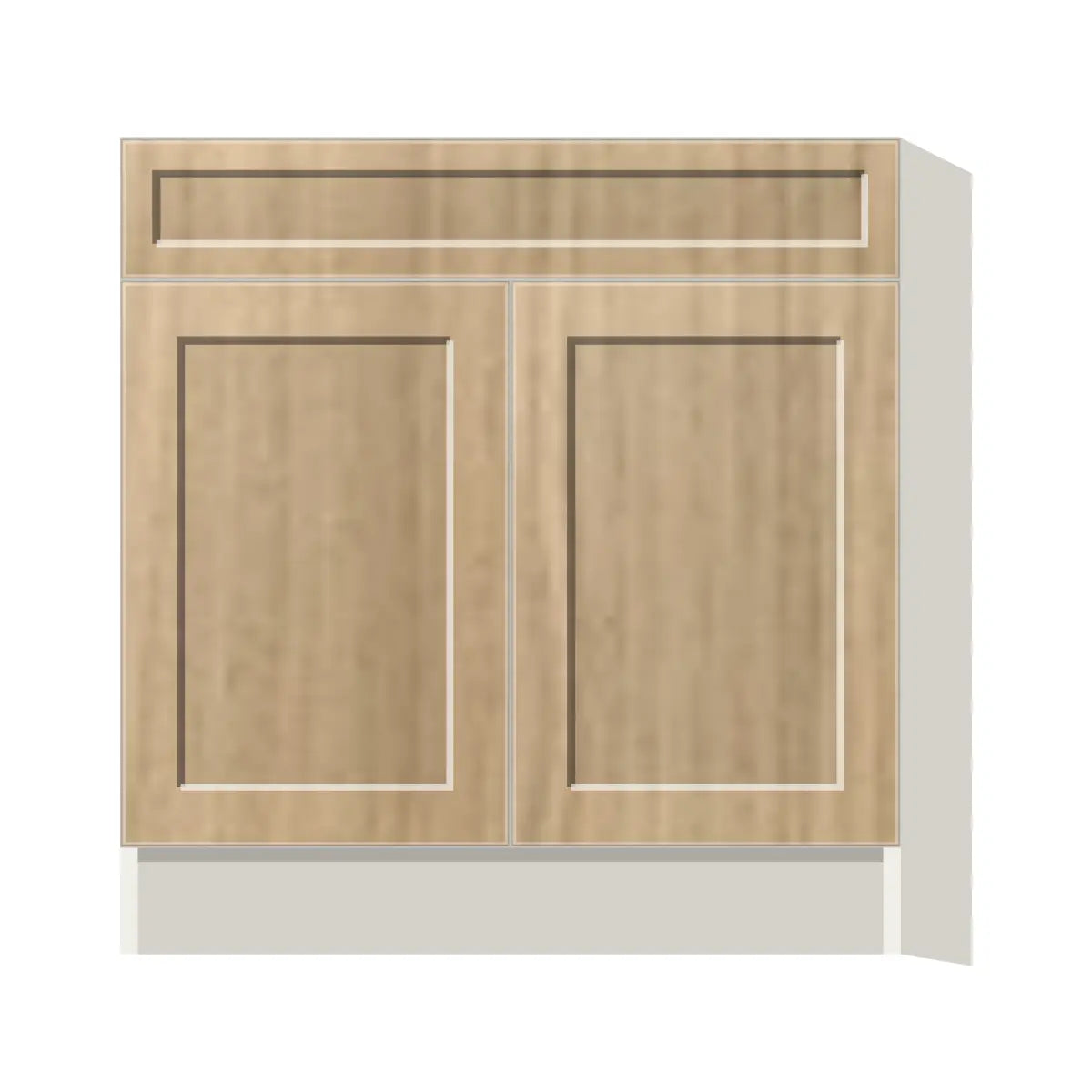 Contemporary sink base cabinet, Modern Oak Shaker door, L-Box (Luxury)