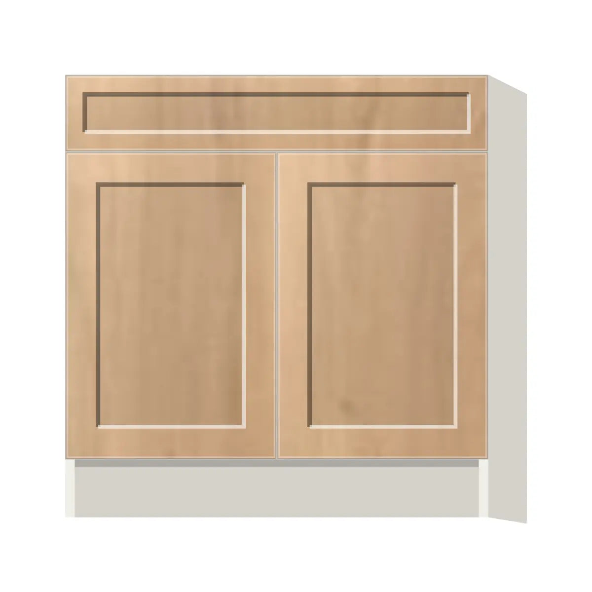 Contemporary sink base cabinet, Natural Wood Shaker door, L-Box (Luxury)