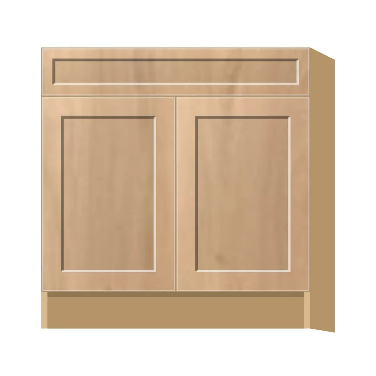 Contemporary sink base cabinet, Natural Wood Shaker door, P-Box (Prestige)