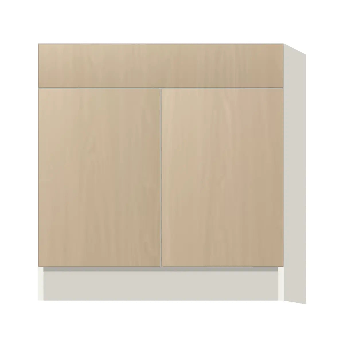 Contemporary sink base cabinet, Swiss Walnut door, L-Box (Luxury)