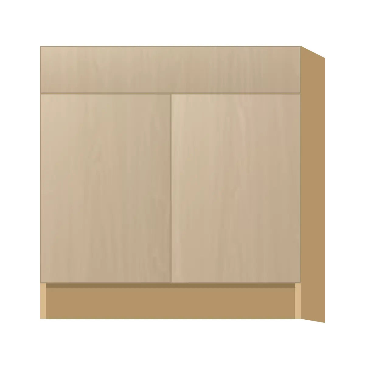 Contemporary sink base cabinet, Swiss Walnut door, P-Box (Prestige)