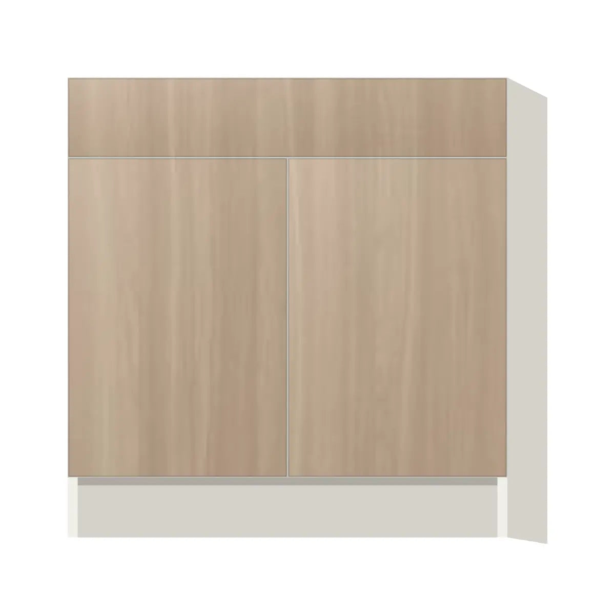 Contemporary sink base cabinet, Vanilla Oak door, L-Box (Luxury)