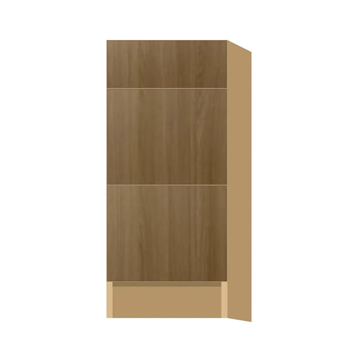 Contemporary vanity 3-drawer base cabinet, Barcelona Dark Oak door, P-Box (Prestige)