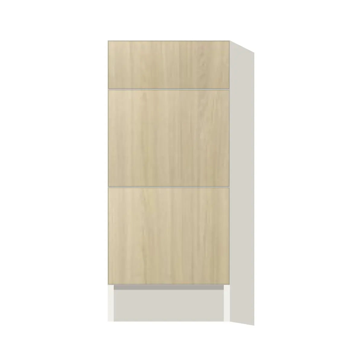 Contemporary vanity 3-drawer base cabinet, Barcelona Light Oak door, L-Box (Luxury)