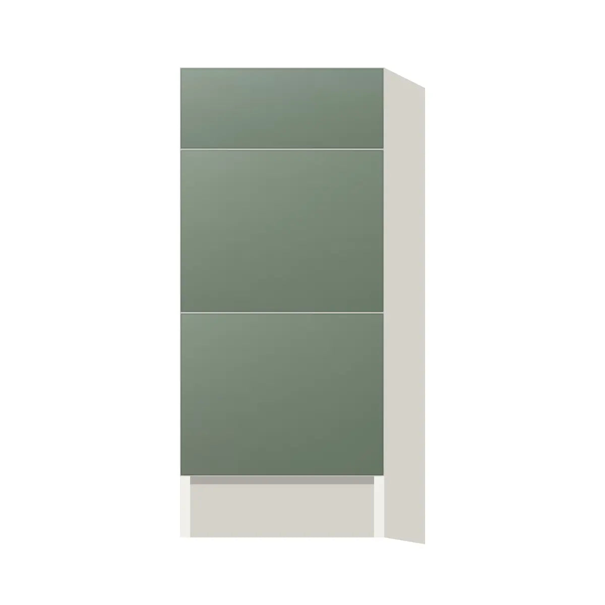 Contemporary vanity 3-drawer base cabinet, Bean Paste Green door, L-Box (Luxury)