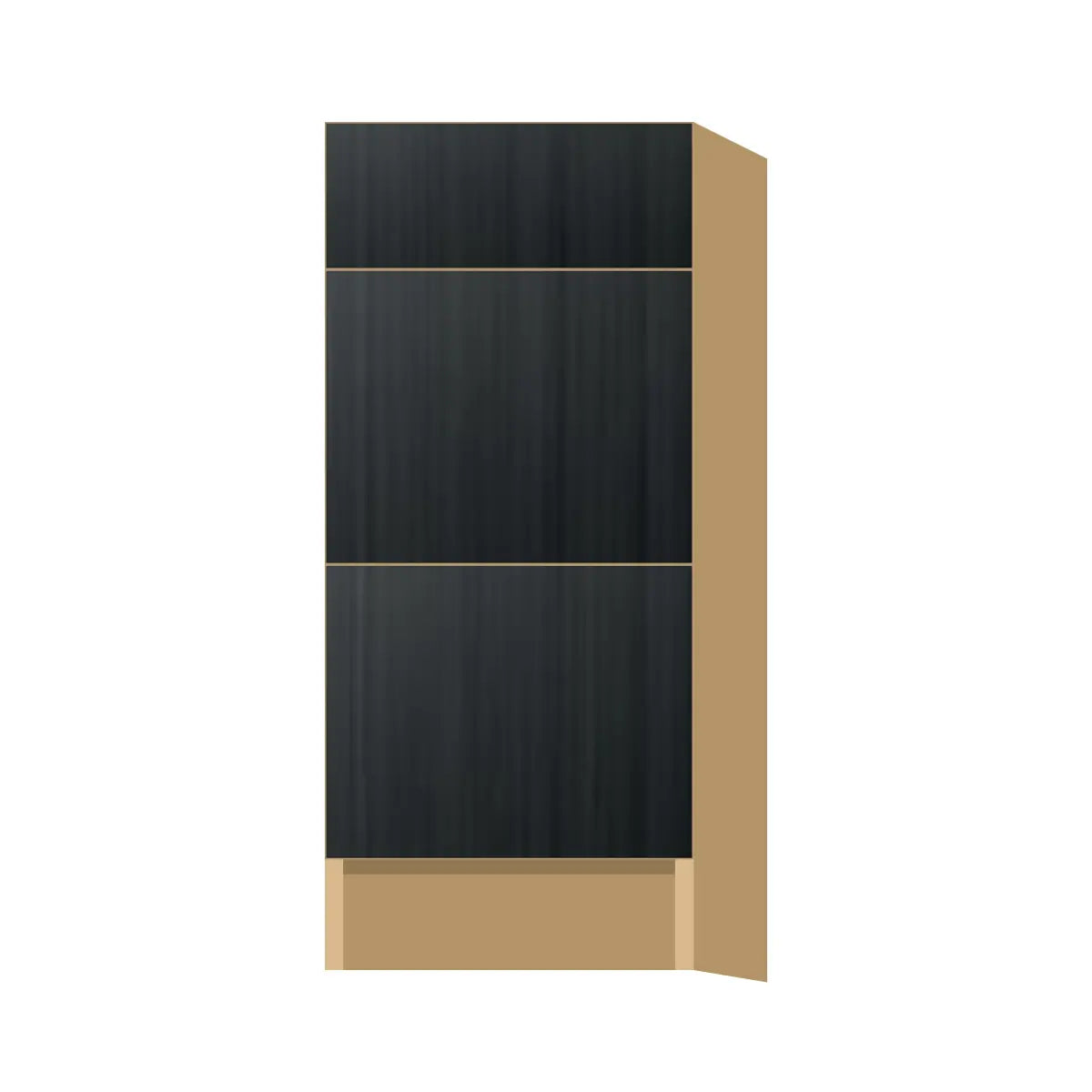 Contemporary vanity 3-drawer base cabinet, Black Grain door, P-Box (Prestige)