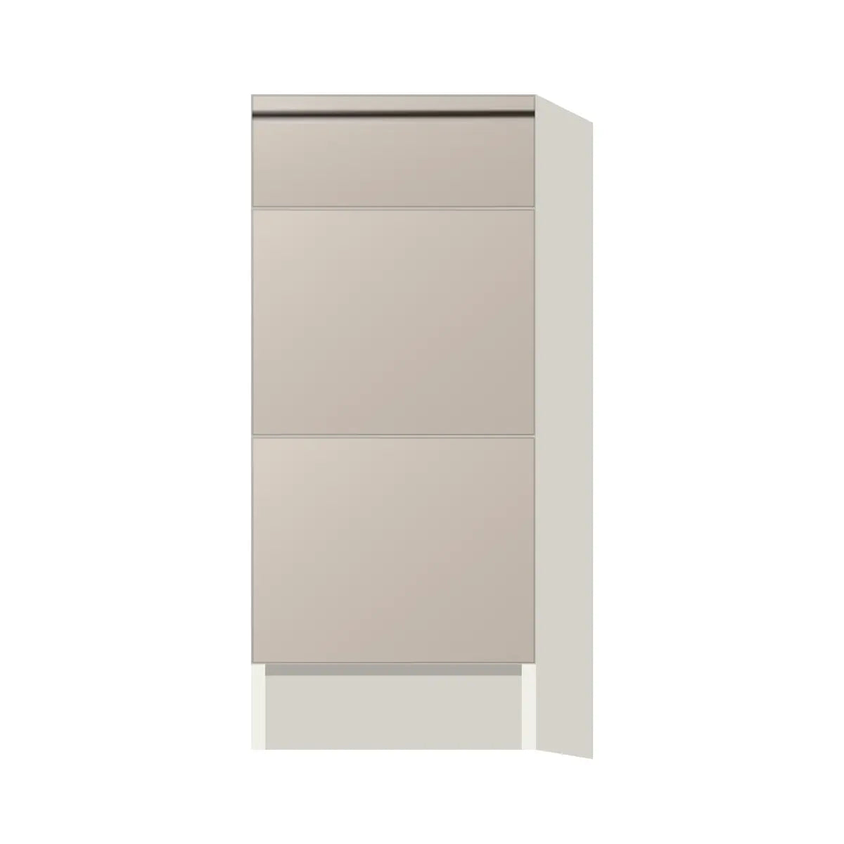Contemporary vanity 3-drawer base cabinet, Cashmere Gray door, L-Box (Luxury)