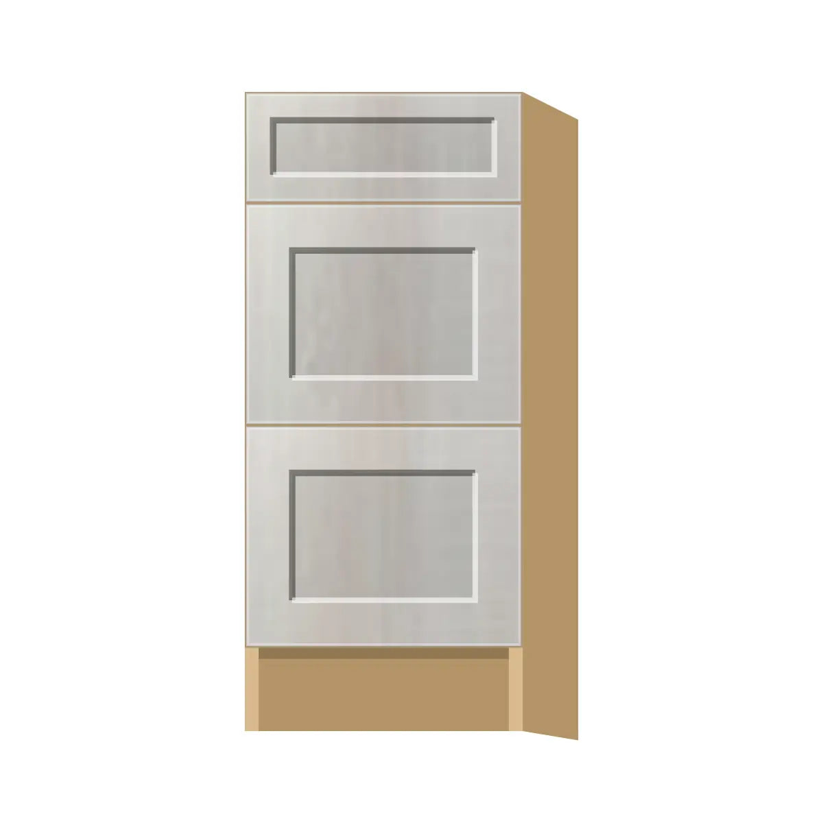 Contemporary vanity 3-drawer base cabinet, Genesis Sliced Oak door, P-Box (Prestige)
