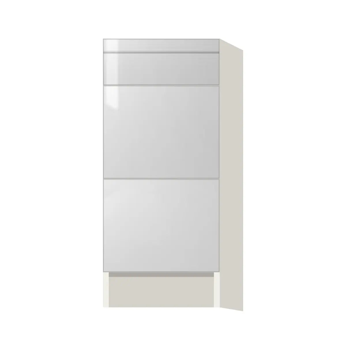 Contemporary vanity 3-drawer base cabinet, Glossy White door, L-Box (Luxury)