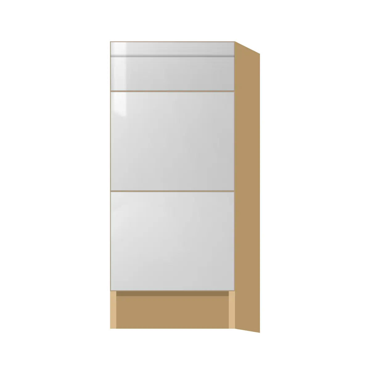 Contemporary vanity 3-drawer base cabinet, Glossy White door, P-Box (Prestige)