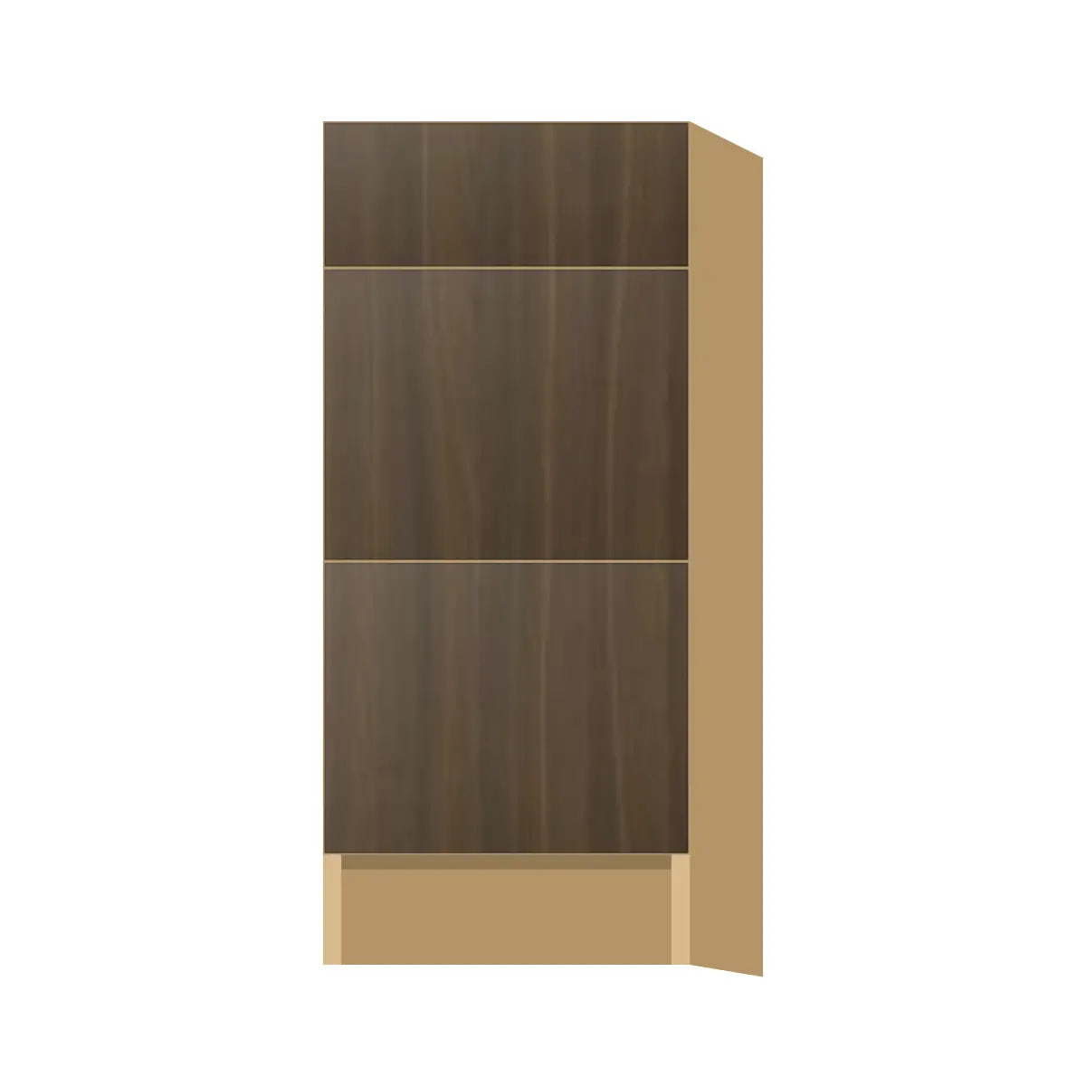 Contemporary vanity 3-drawer base cabinet, Golden Shadow door, P-Box (Prestige)