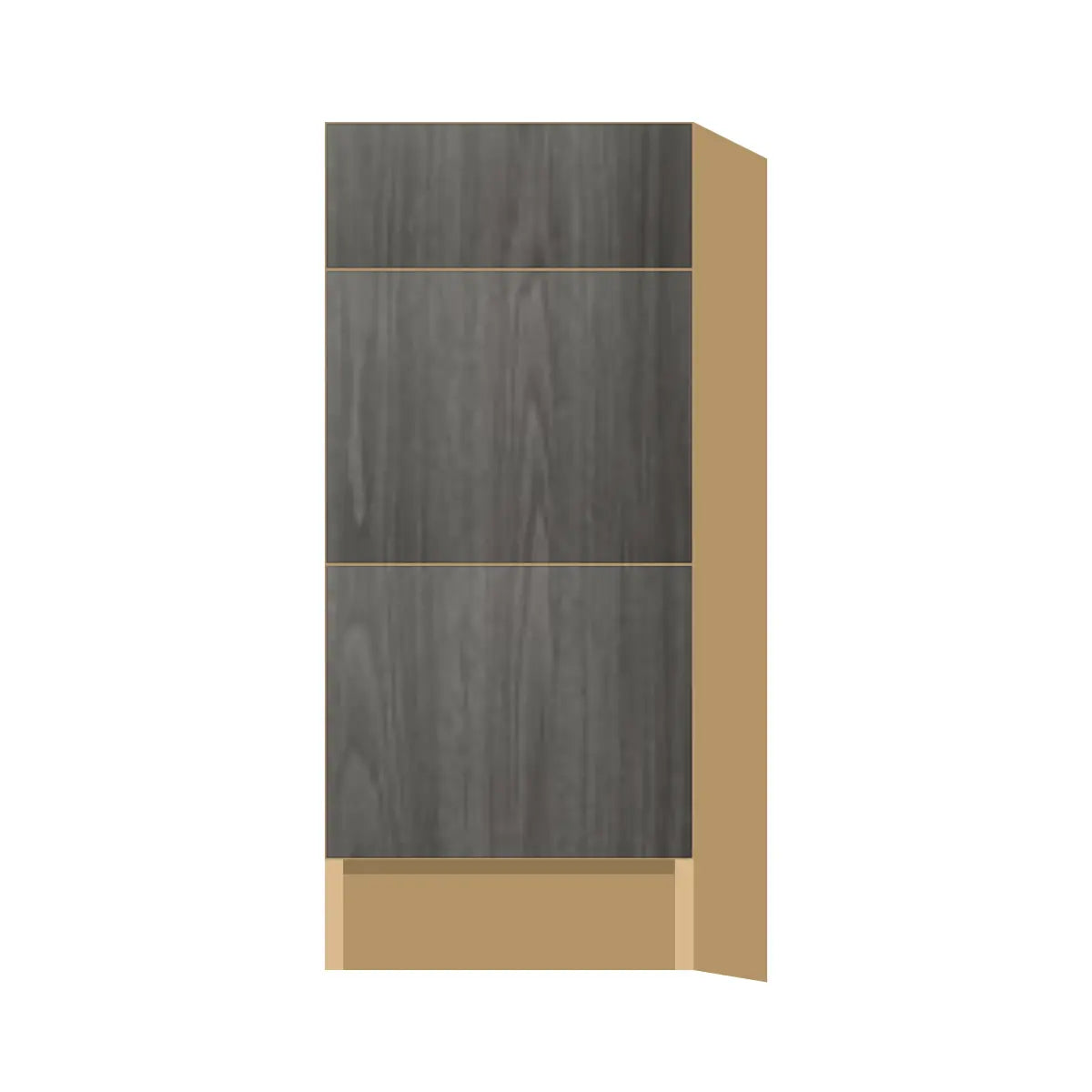 Contemporary vanity 3-drawer base cabinet, Indian Light Walnut door, P-Box (Prestige)