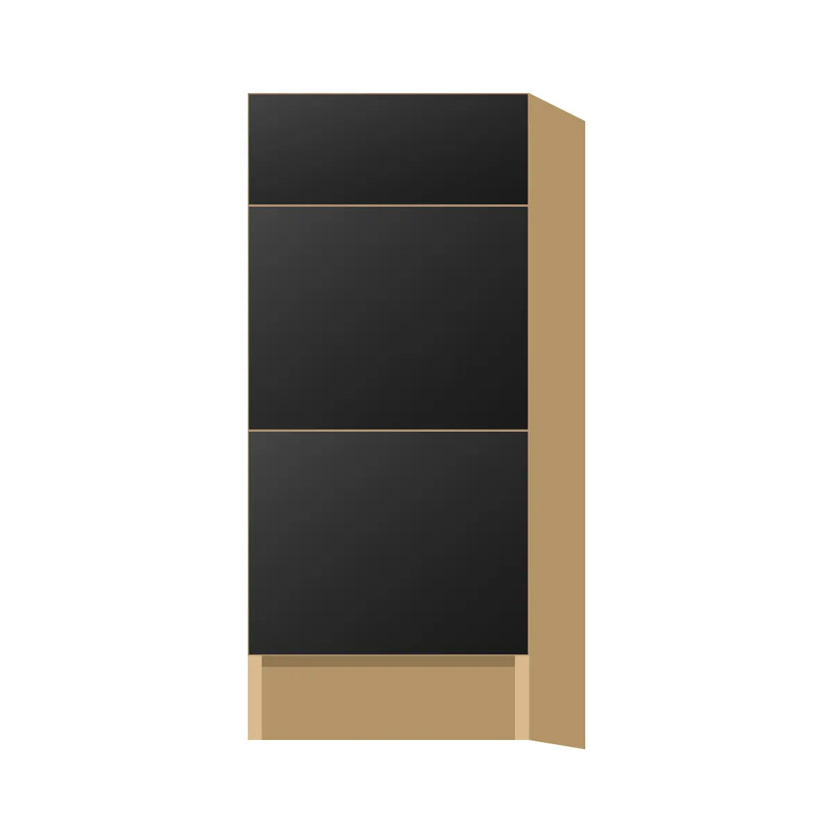 Contemporary vanity 3-drawer base cabinet, Matte Black door, P-Box (Prestige)
