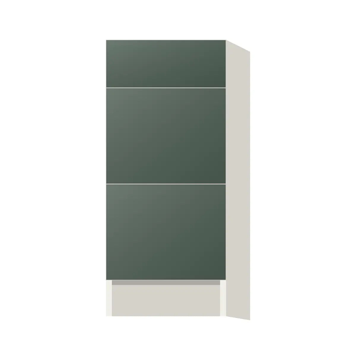 Contemporary vanity 3-drawer base cabinet, Matte Olive Green door, L-Box (Luxury)