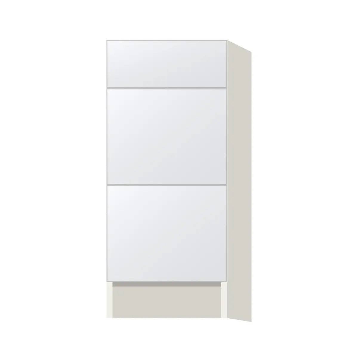 Contemporary vanity 3-drawer base cabinet, Matte White door, L-Box (Luxury)