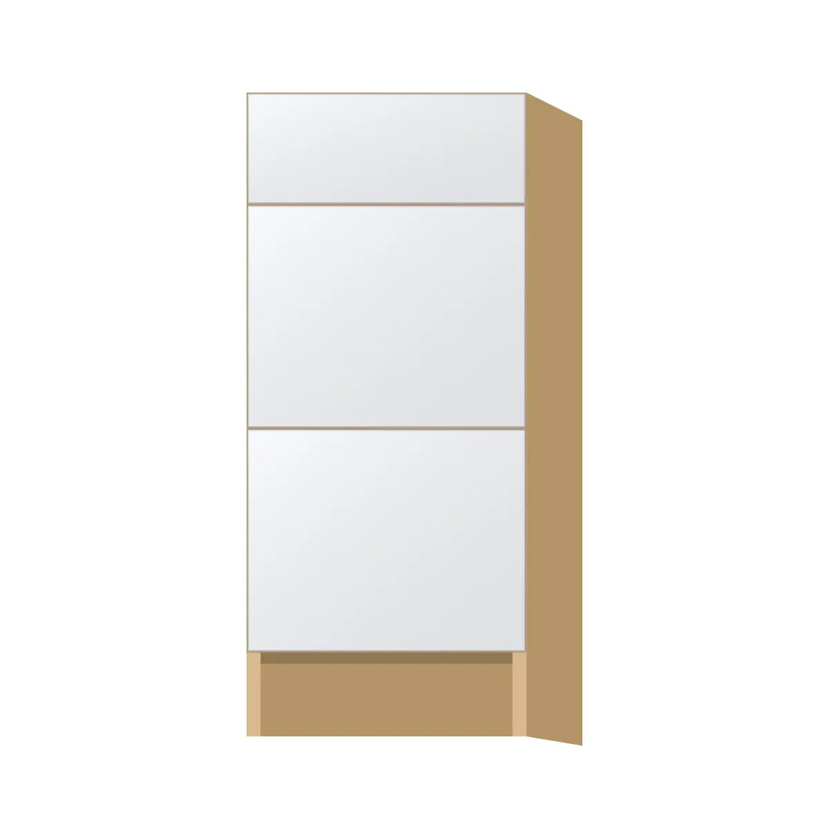 Contemporary vanity 3-drawer base cabinet, Matte White door, P-Box (Prestige)