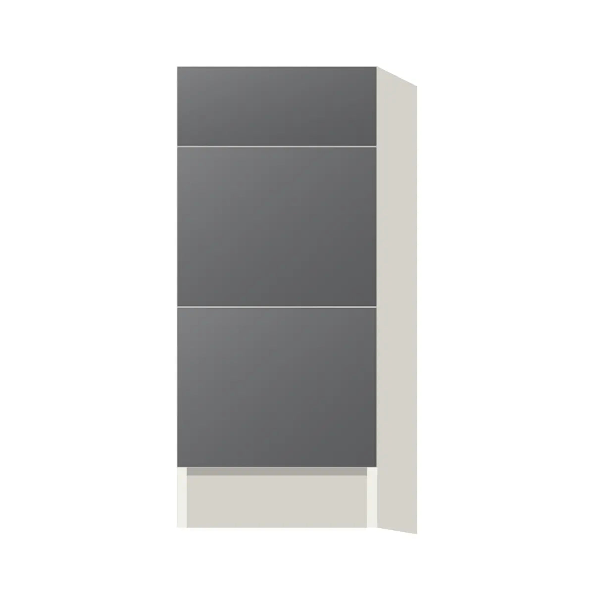 Contemporary vanity 3-drawer base cabinet, Prime Matte Grey door, L-Box (Luxury)