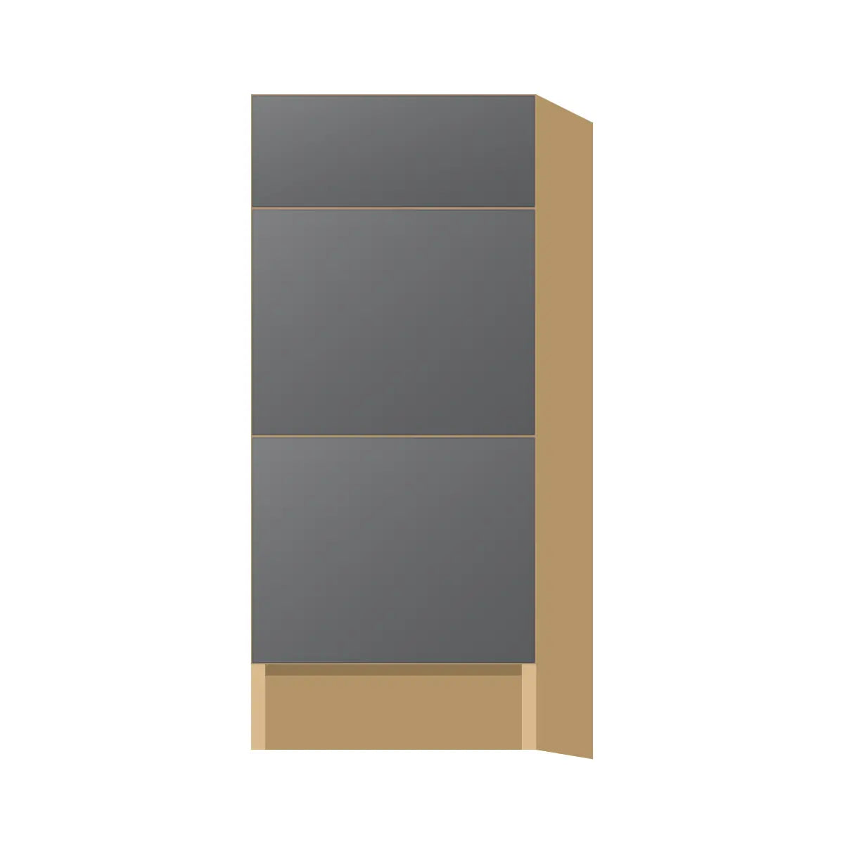 Contemporary vanity 3-drawer base cabinet, Prime Matte Grey door, P-Box (Prestige)
