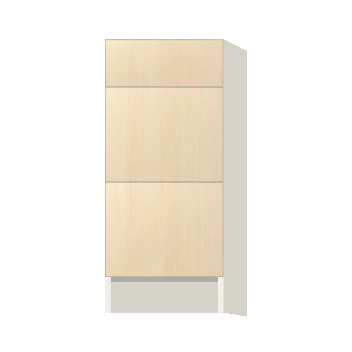 Contemporary vanity 3-drawer base cabinet, Riva Oak door, L-Box (Luxury)