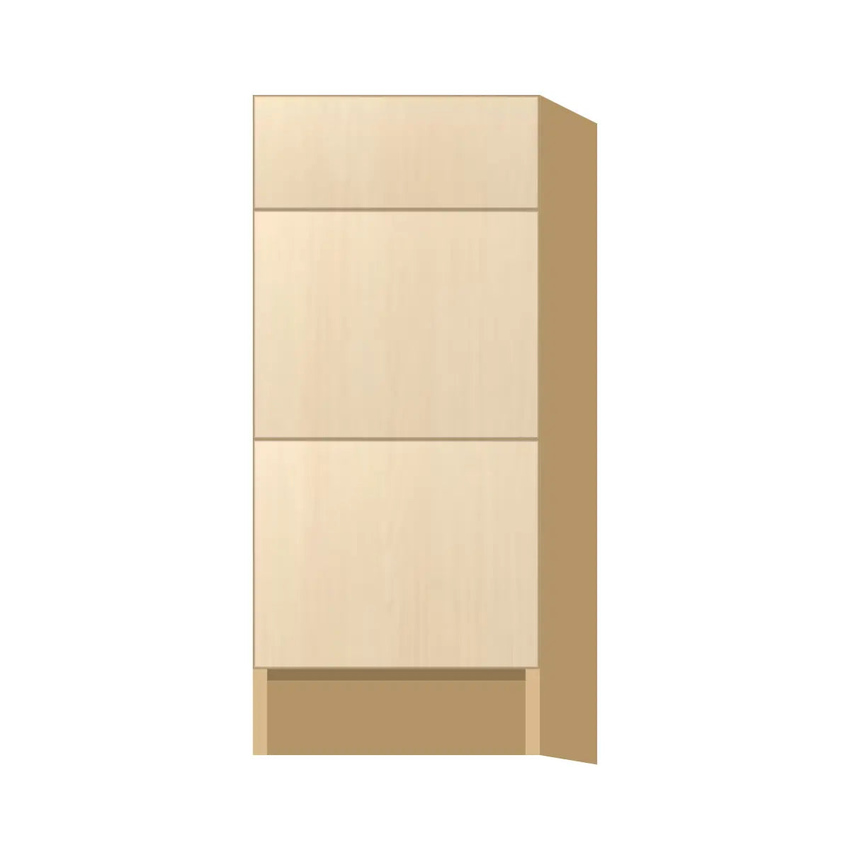 Contemporary vanity 3-drawer base cabinet, Riva Oak door, P-Box (Prestige)