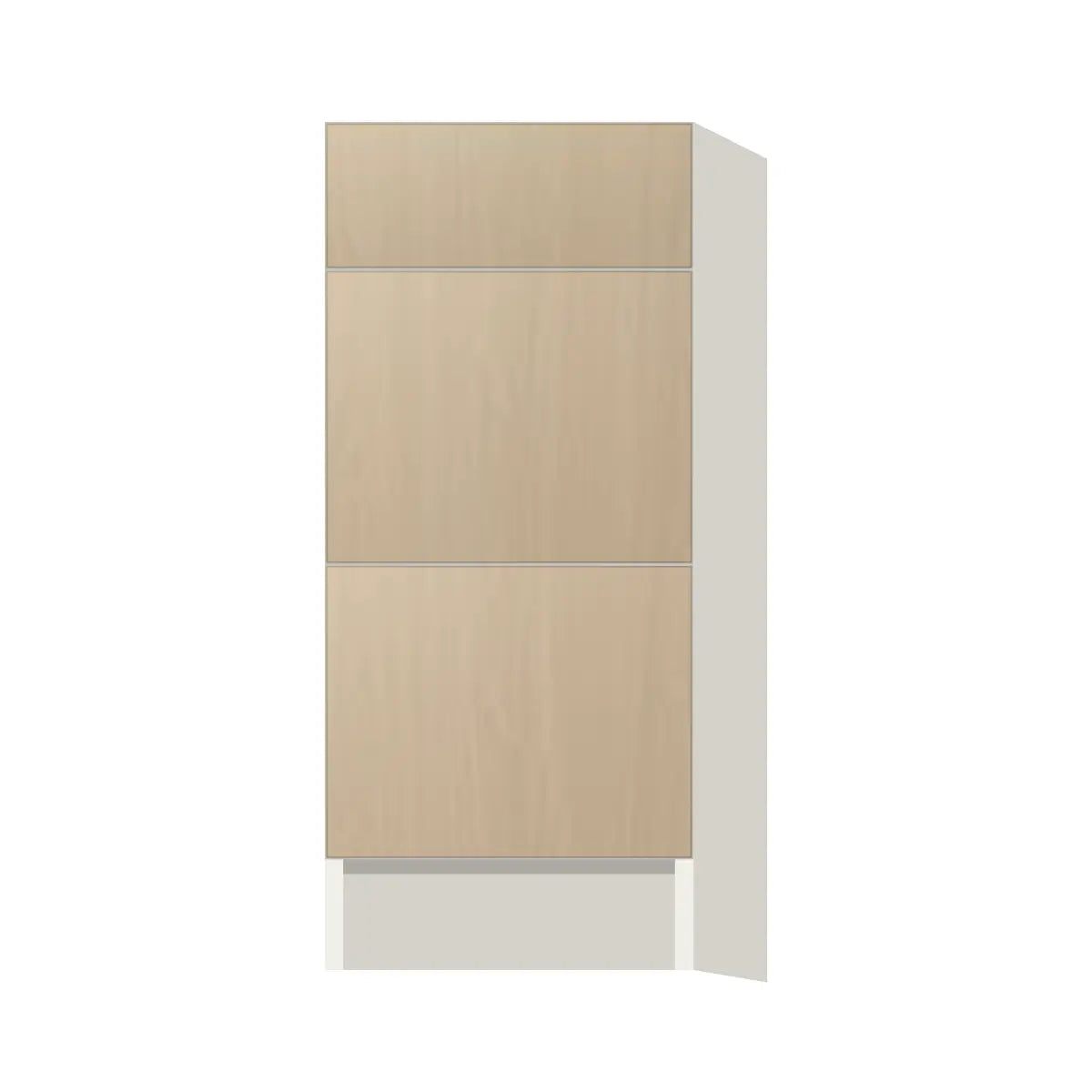 Contemporary vanity 3-drawer base cabinet, Swiss Walnut door, L-Box (Luxury)