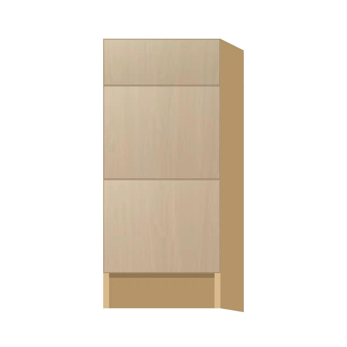 Contemporary vanity 3-drawer base cabinet, Swiss Walnut door, P-Box (Prestige)