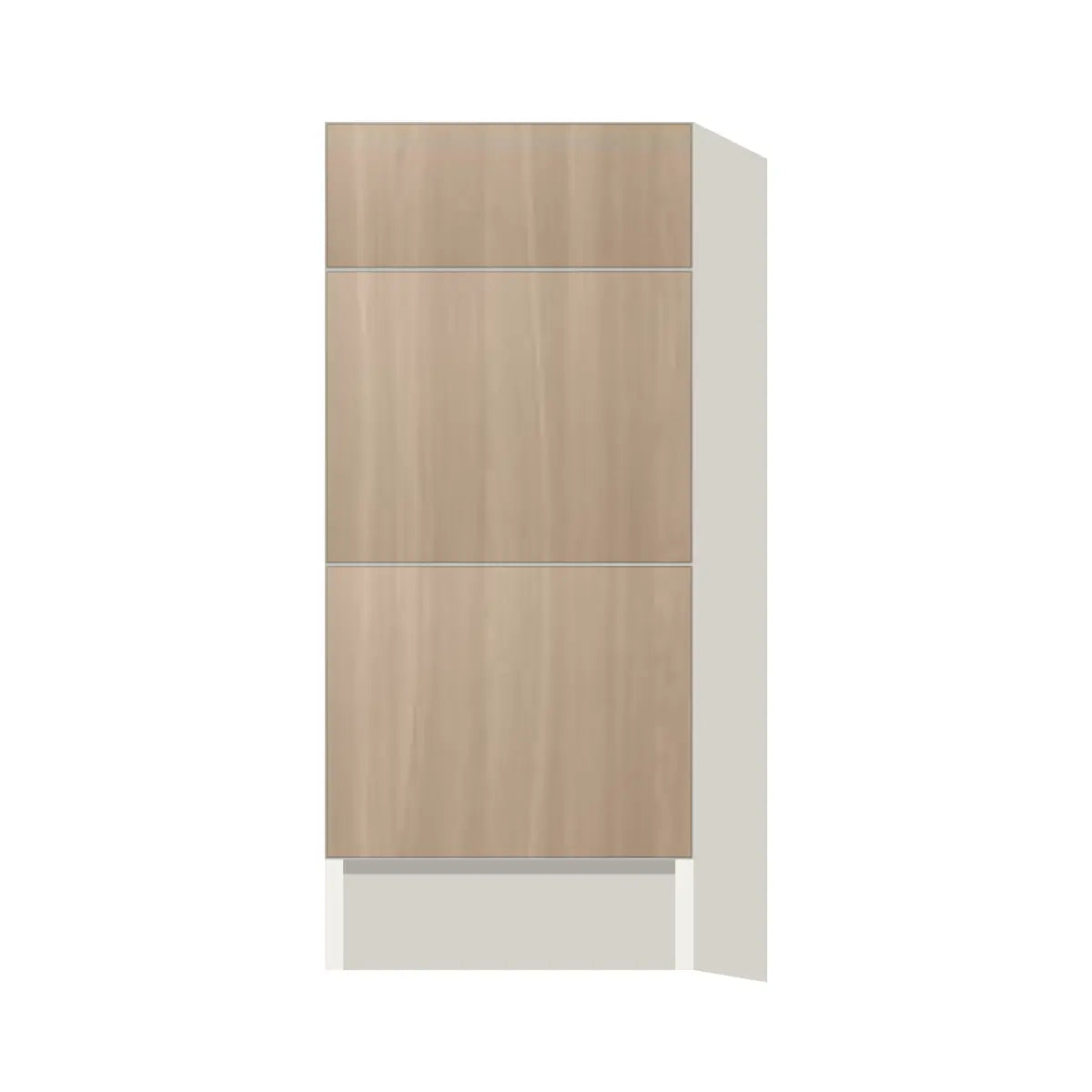Contemporary vanity 3-drawer base cabinet, Vanilla Oak door, L-Box (Luxury)