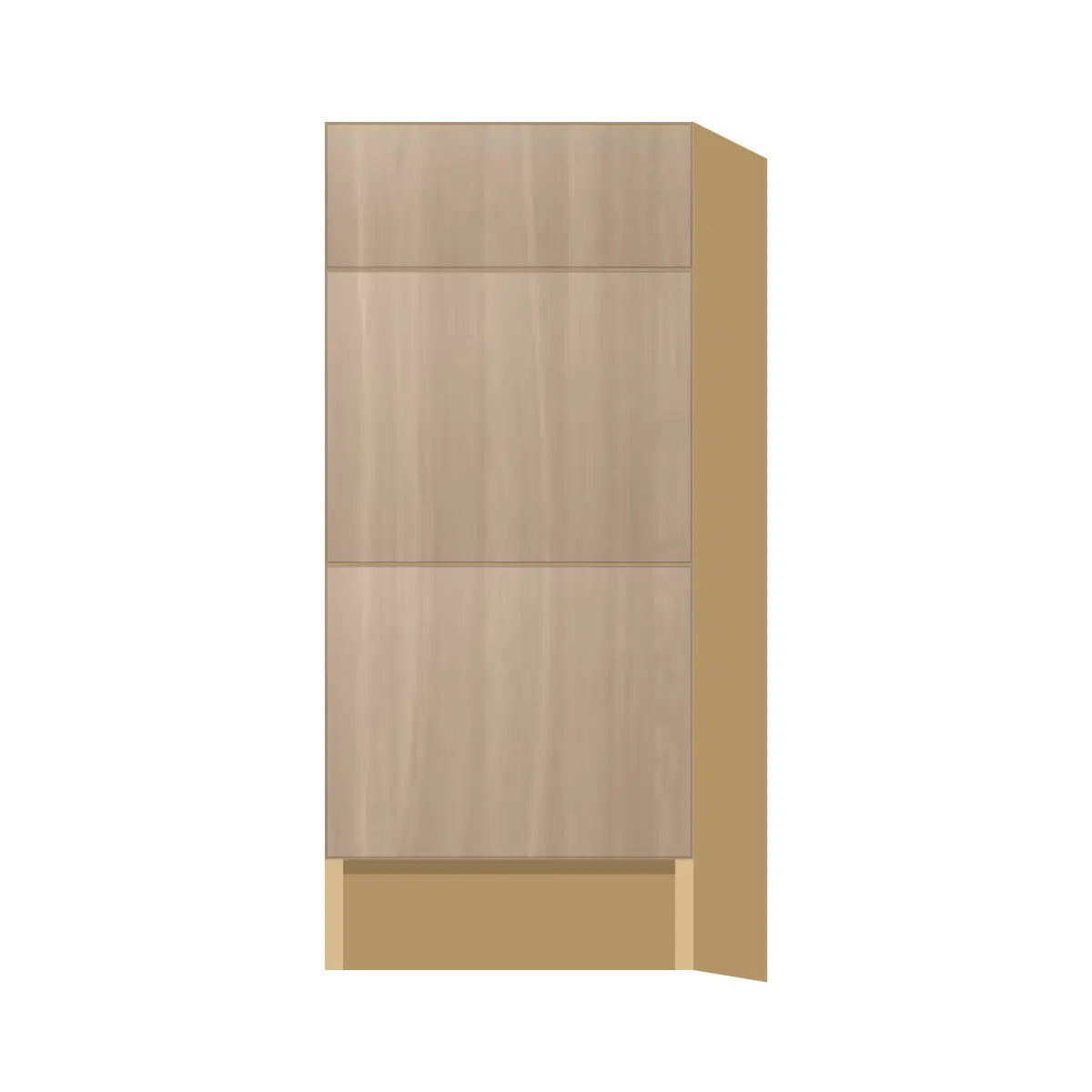 Contemporary vanity 3-drawer base cabinet, Vanilla Oak door, P-Box (Prestige)