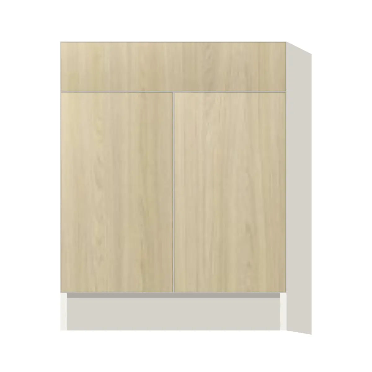Contemporary vanity sink base cabinet, Barcelona Light Oak door, L-Box (Luxury)
