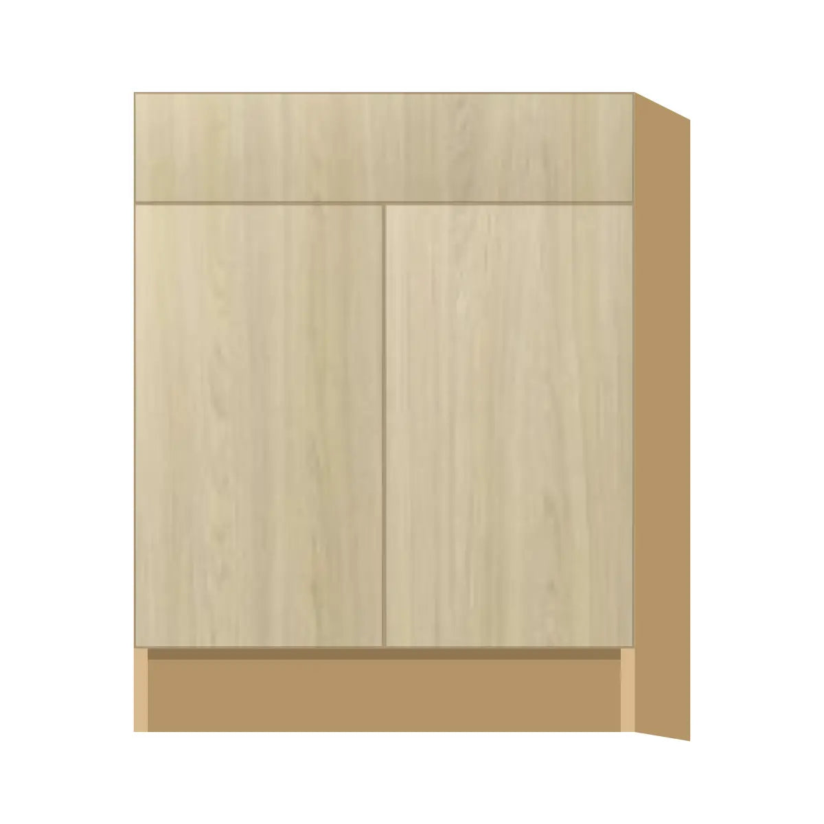 Contemporary vanity sink base cabinet, Barcelona Light Oak door, P-Box (Prestige)