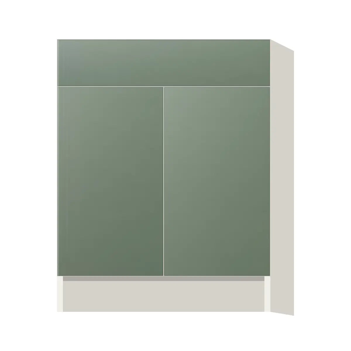 Contemporary vanity sink base cabinet, Bean Paste Green door, L-Box (Luxury)