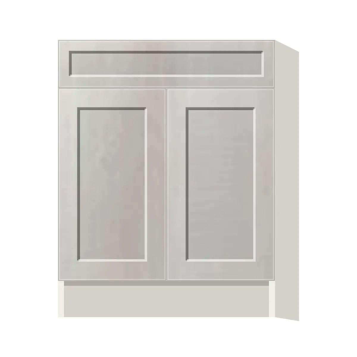 Contemporary vanity sink base cabinet, Genesis Sliced Oak door, L-Box (Luxury)