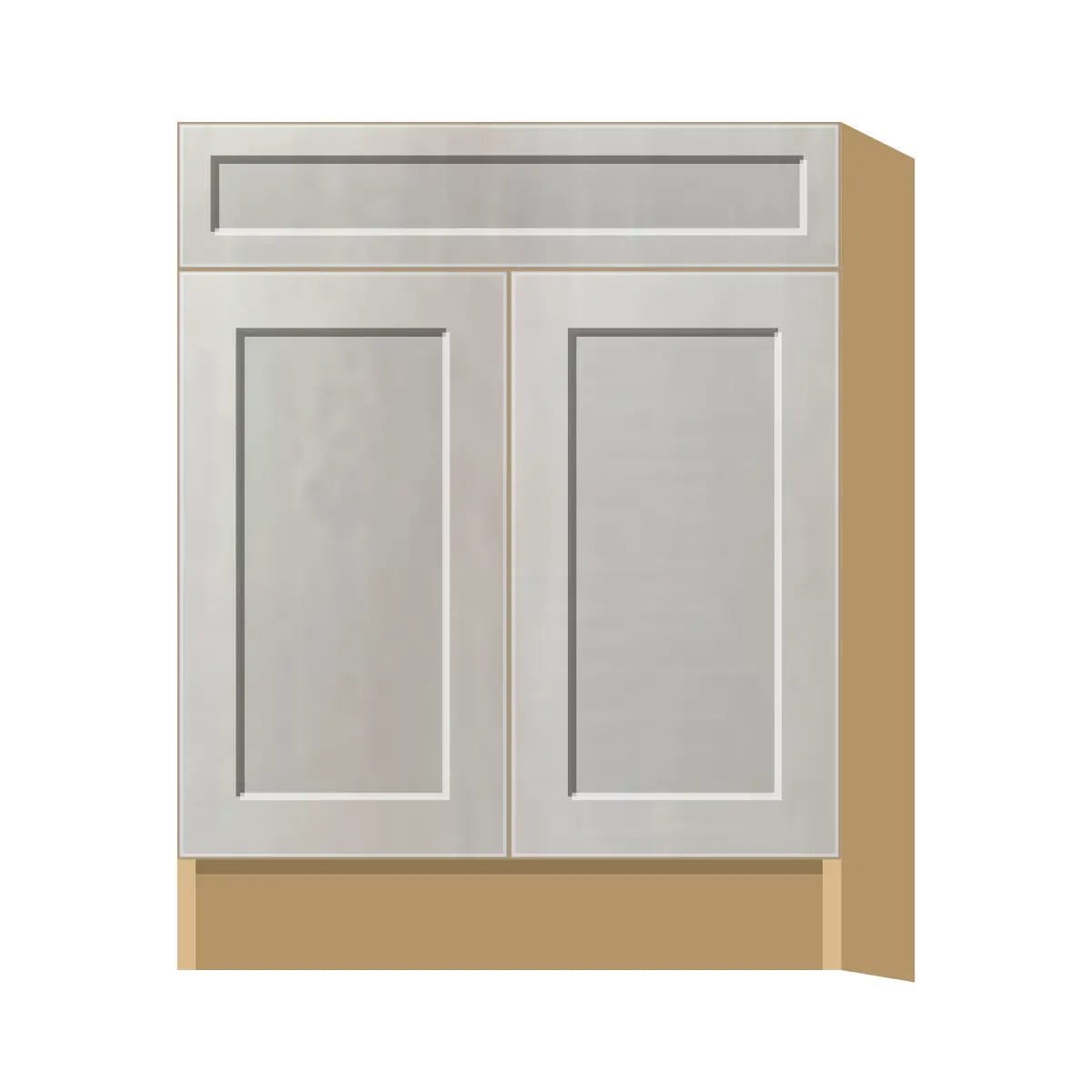 Contemporary vanity sink base cabinet, Genesis Sliced Oak door, P-Box (Prestige)