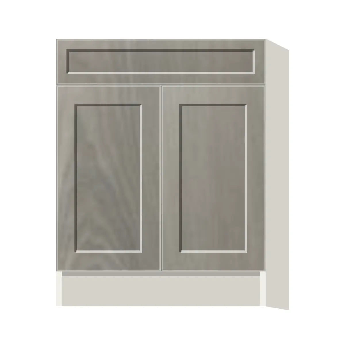 Contemporary vanity sink base cabinet, Genesis Weathered Oak door, L-Box (Luxury)