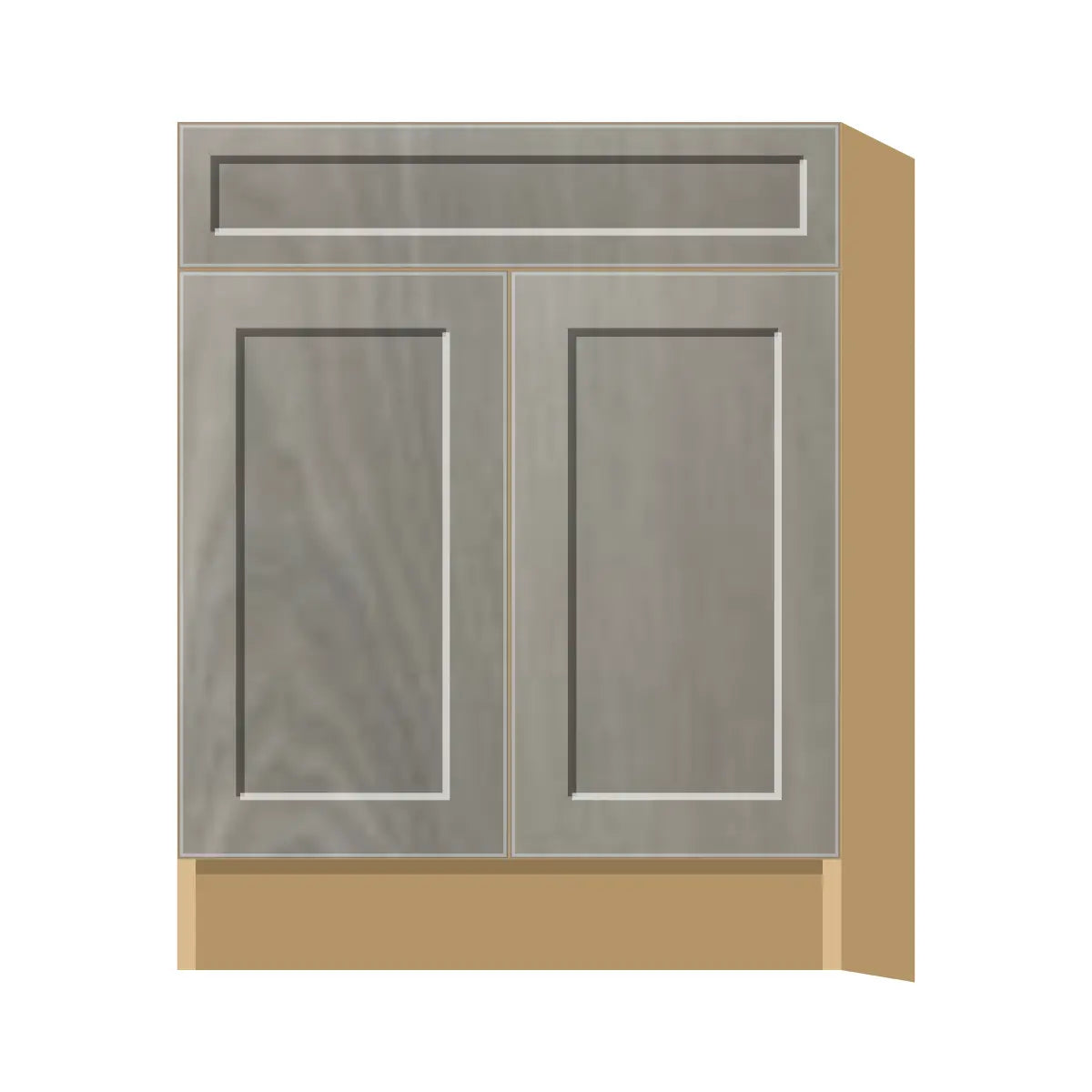 Contemporary vanity sink base cabinet, Genesis Weathered Oak door, P-Box (Prestige)