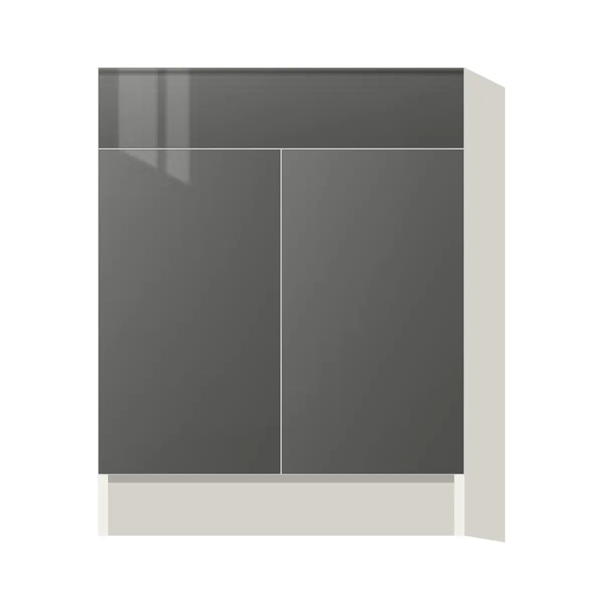 Contemporary vanity sink base cabinet, Glossy Gray door, L-Box (Luxury)