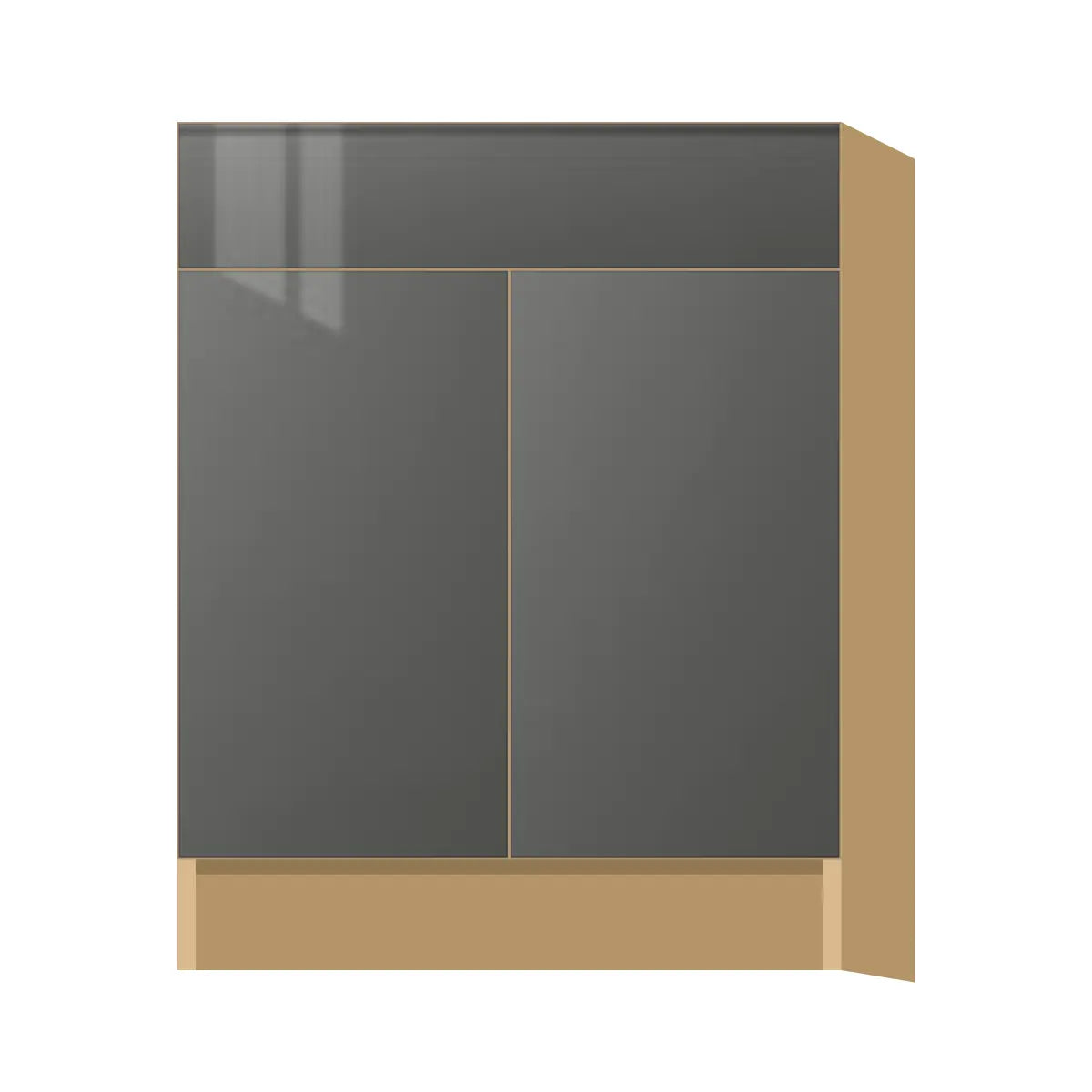 Contemporary vanity sink base cabinet, Glossy Gray door, P-Box (Prestige)